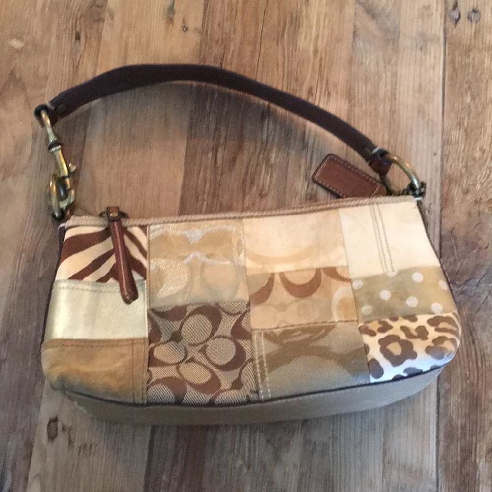 Coach tan and brown patchwork bag